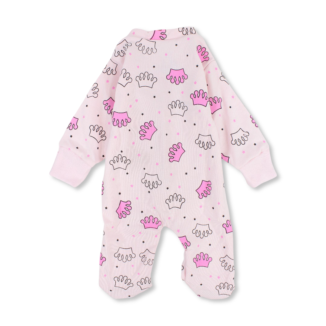 Baby Girls Cotton Baby Footie with "Princess" Print