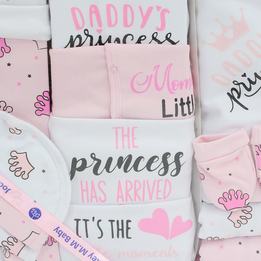 Baby Girls Gift Clothes Box – White* Pink with "Princess" Print 0-3m (20Pcs)