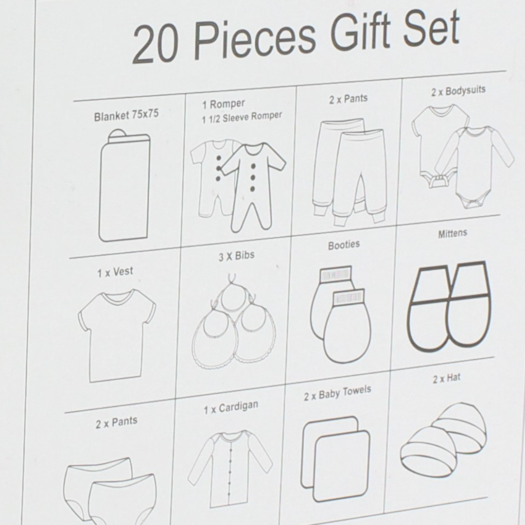 Baby Girls Gift Clothes Box – White* Pink with "Princess" Print 0-3m (20Pcs)