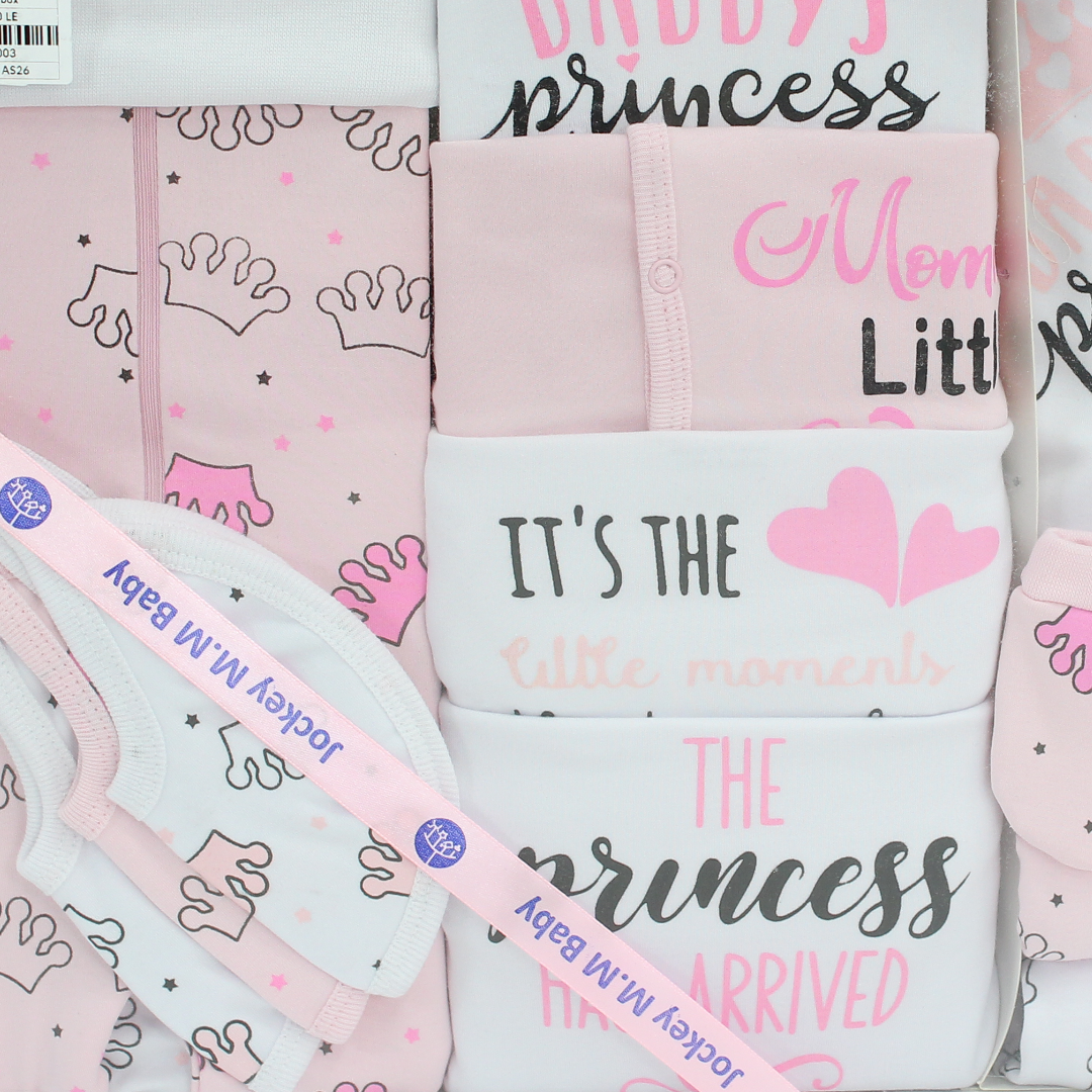 Baby Girls Gift Clothes Box – White* Pink with "Princess" Print 3-6m (20Pcs)