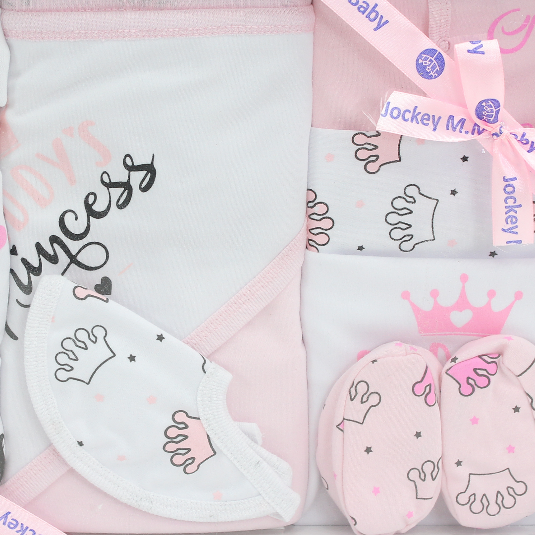 Baby Girls Gift Clothes Box – White* Pink with "Princess" Print 3-6m (10Pcs)
