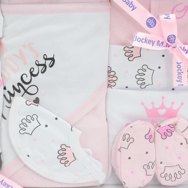 Baby Girls Gift Clothes Box – White* Pink with "Princess" Print 3-6m (10Pcs)