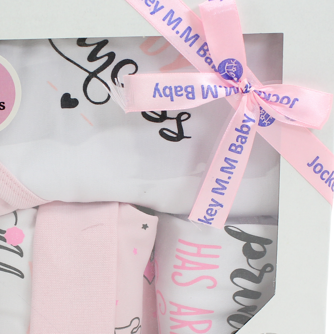 Baby Girls Gift Clothes Box – White* Pink with "Princess" Print 0-3m (5Pcs)