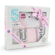 Baby Girls Gift Clothes Box – White* Pink with "Princess" Print 3-6m (5Pcs)