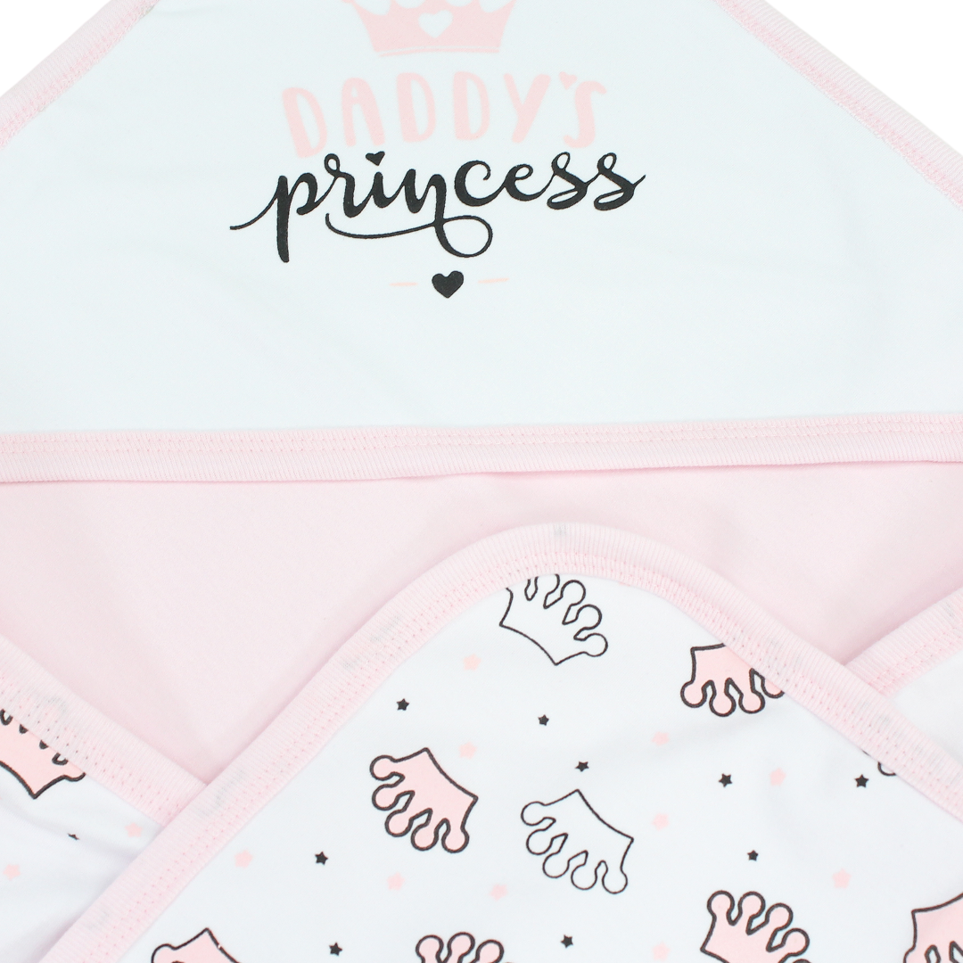 Cotton Baby Blanket – White* Pink with "Princess" Print