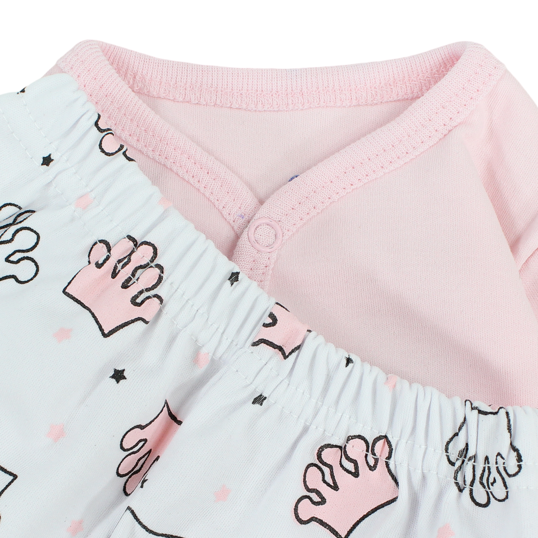 Baby Girls Cotton Pajama – Pink with "Princess" Print
