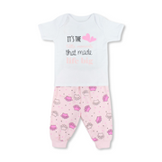 Baby Girls Cotton Pajama – White with "It's The Little Moments That Made Life Big" Print
