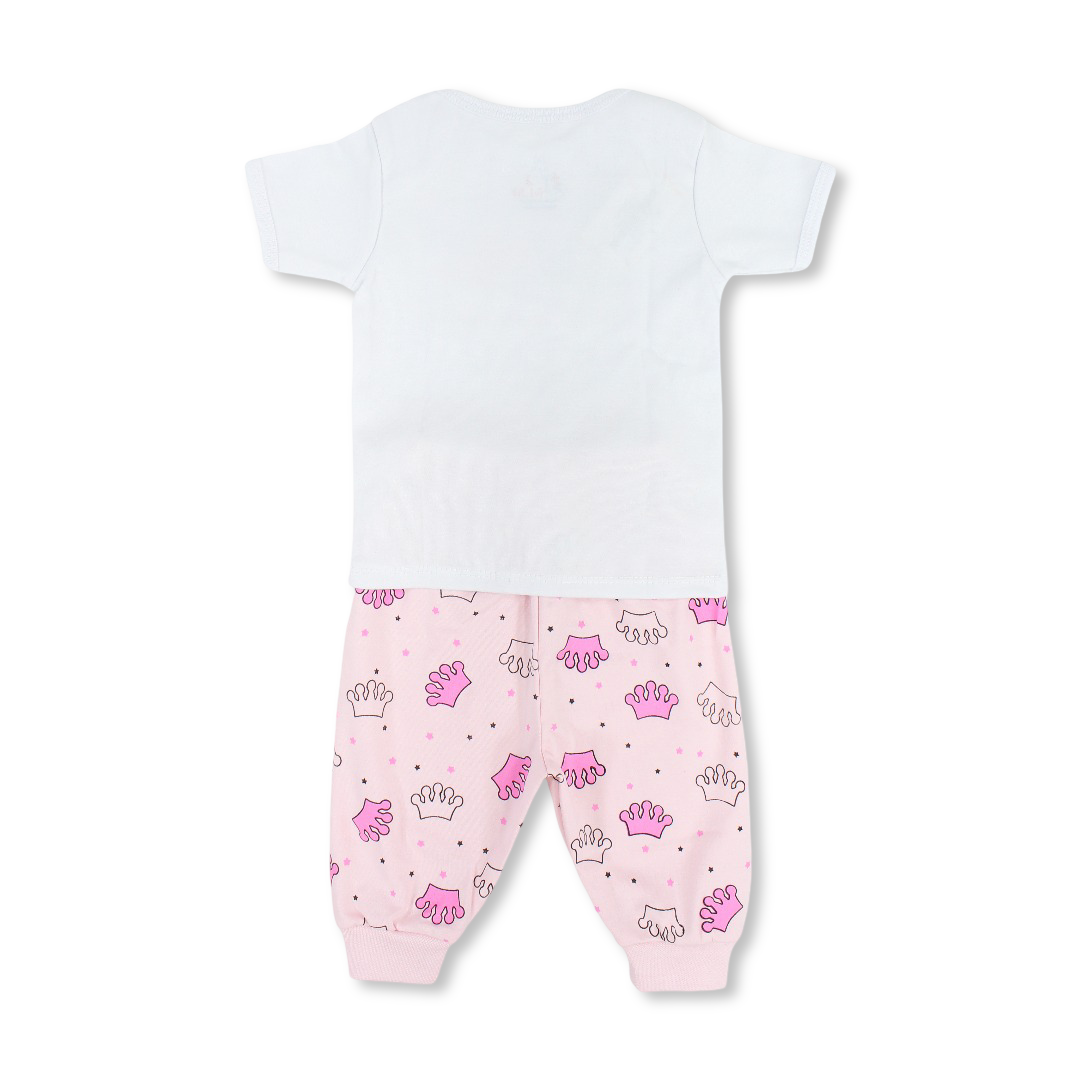 Baby Girls Cotton Pajama – White with "It's The Little Moments That Made Life Big" Print