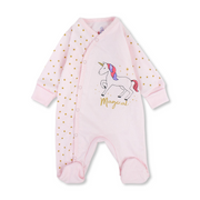 Baby Girls Cotton Baby Footie – Unicorn Print