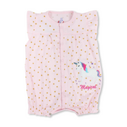 Baby Girls Cotton Romper – Unicorn Print