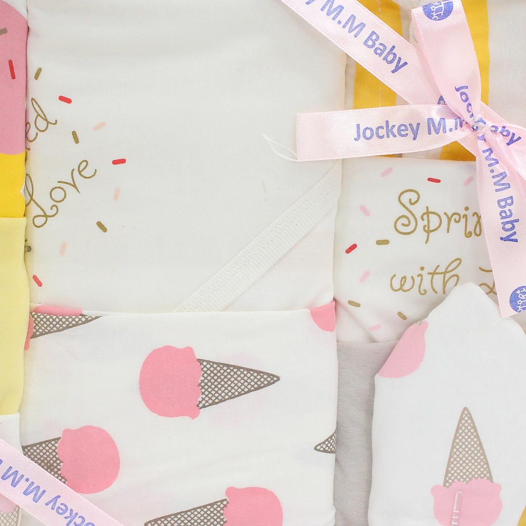 Baby Girls Gift Clothes Box – Off-White with Ice Cream Print 3-6m (10Pcs)