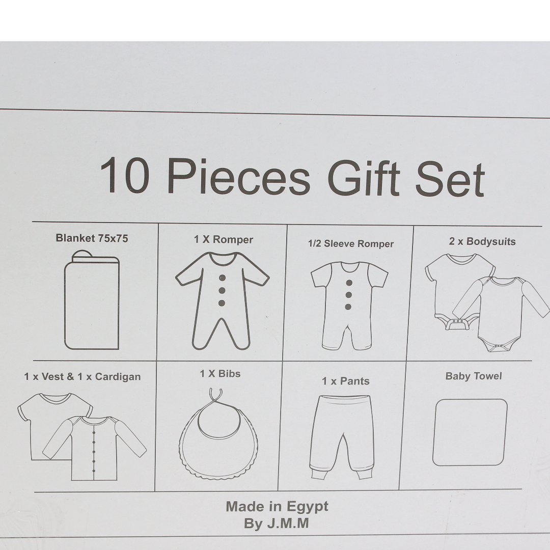 Baby Girls Gift Clothes Box – Off-White with Ice Cream Print 3-6m (10Pcs)