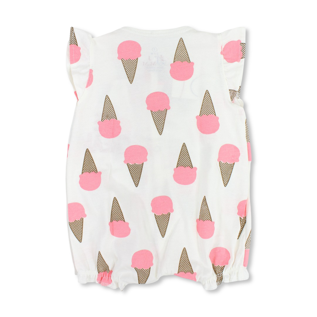 Baby Girls Cotton Romper – Ice Cream Print