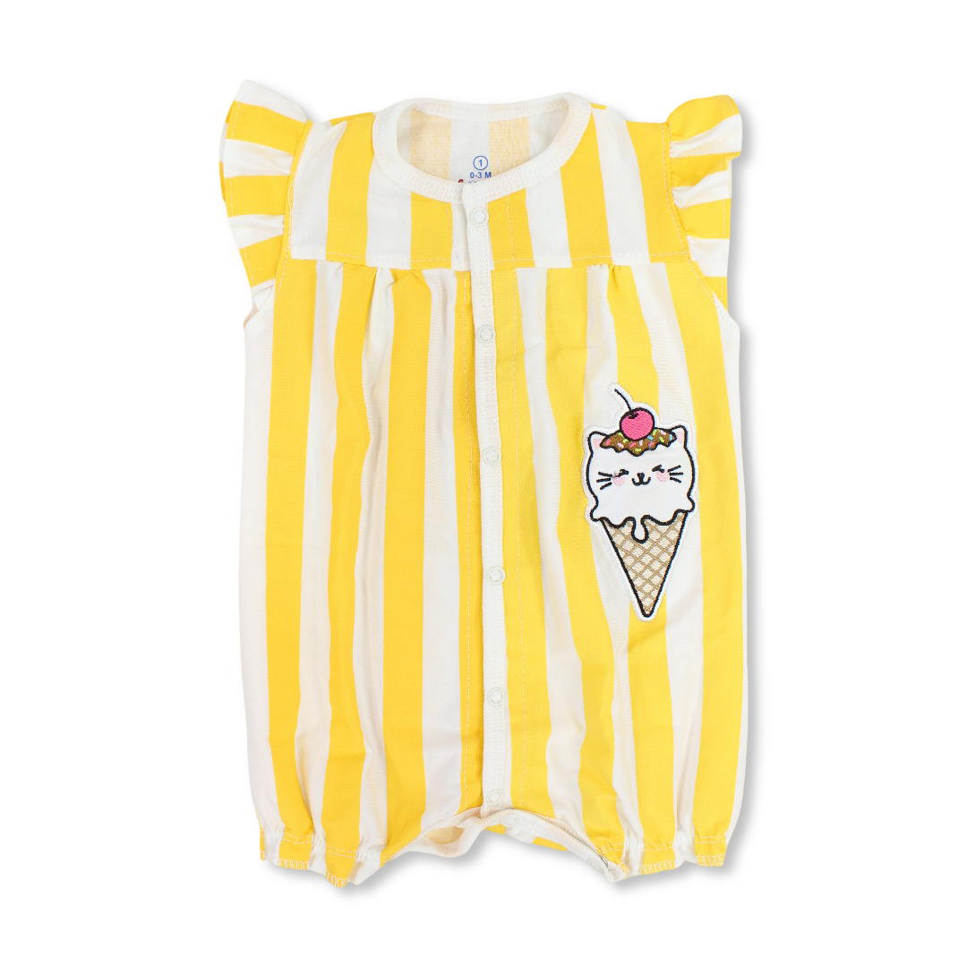 Baby Girls Cotton Romper – Ice Cream Print