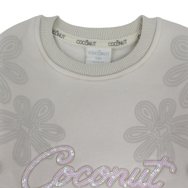 Girls Cotton Sweatshirt – Coconut Print
