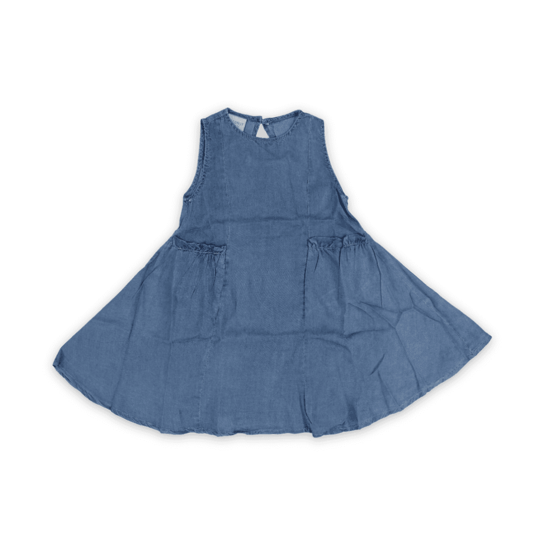 Girls Cotton Denim Sleeveless Dress – Blue - Clothing - Coconut