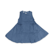 Girls Cotton Denim Sleeveless Dress – Blue