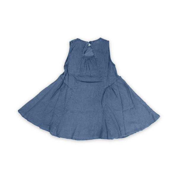 Girls Cotton Denim Sleeveless Dress – Blue
