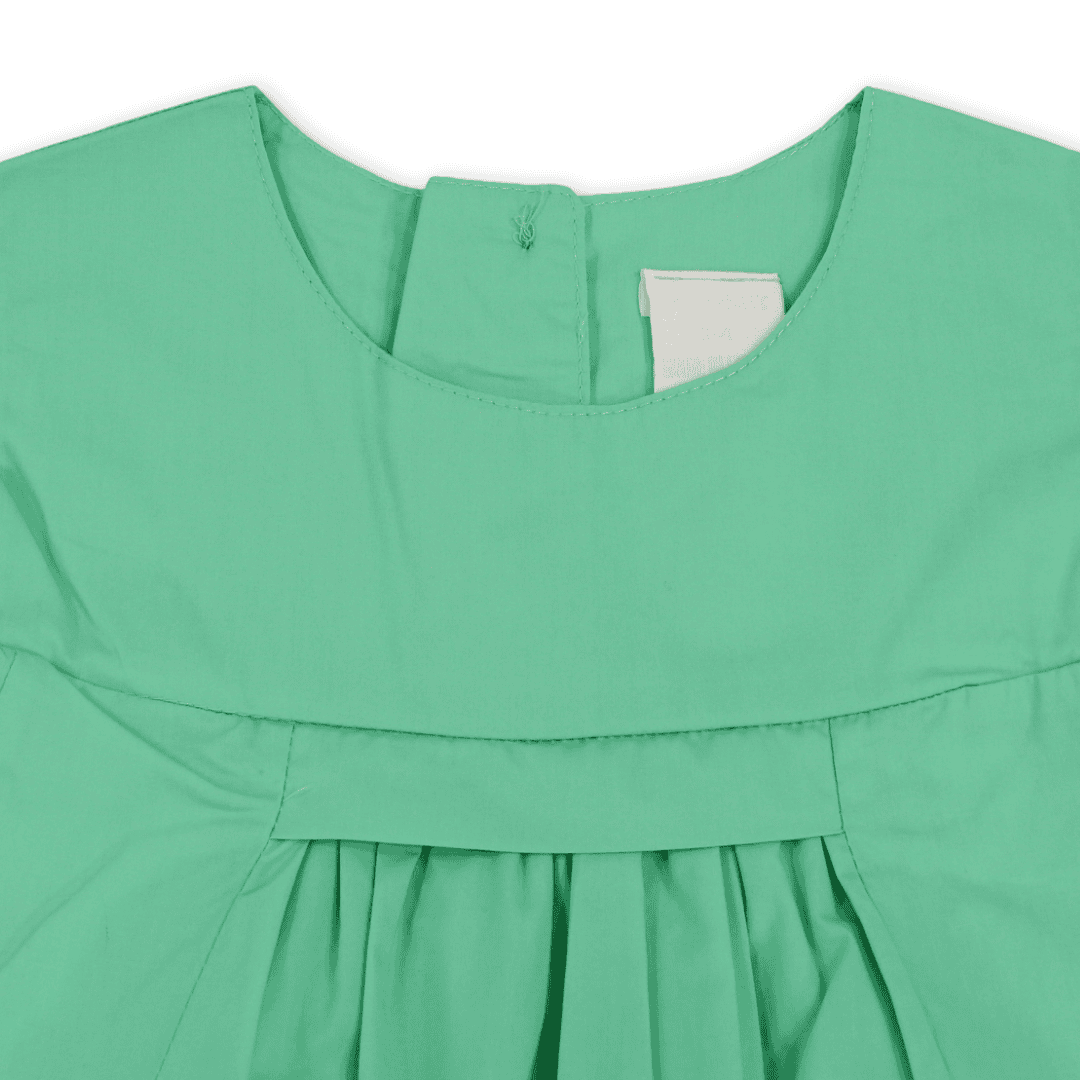 Girls Cotton Sleeveless Dress – Green