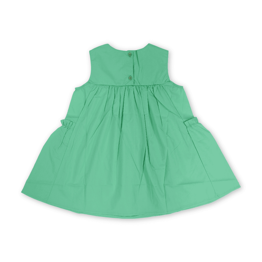 Girls Cotton Sleeveless Dress – Green