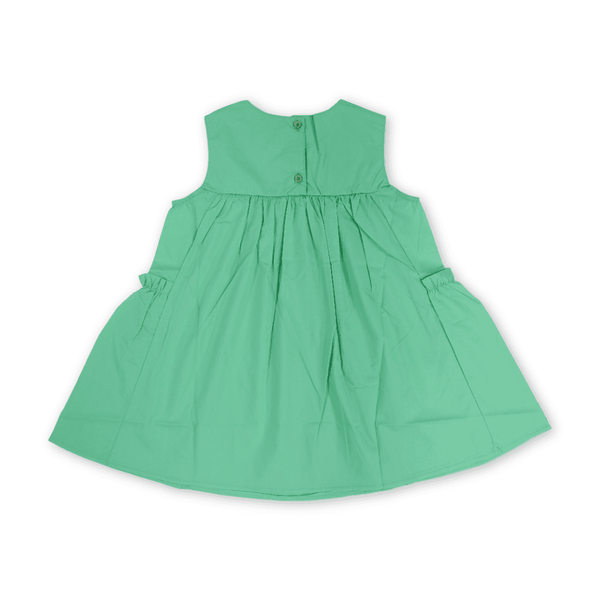 Girls Cotton Sleeveless Dress – Green
