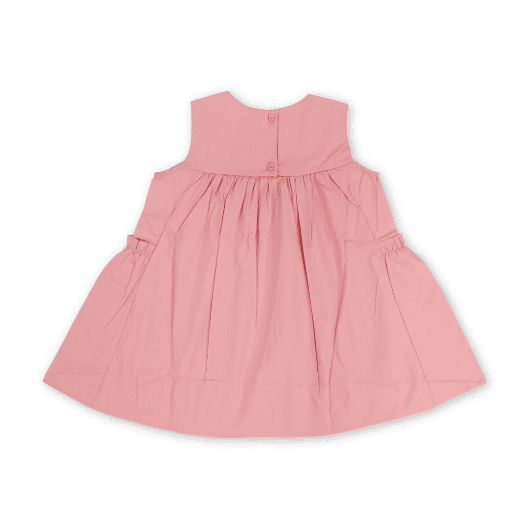 Girls Cotton Sleeveless Dress – Salmon