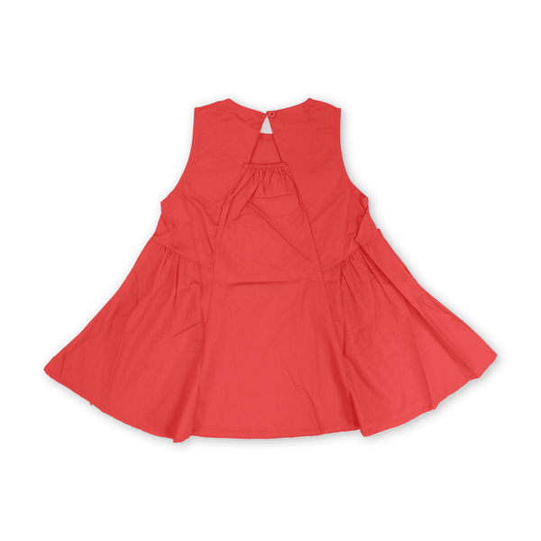Girls Cotton Sleeveless Dress – Red