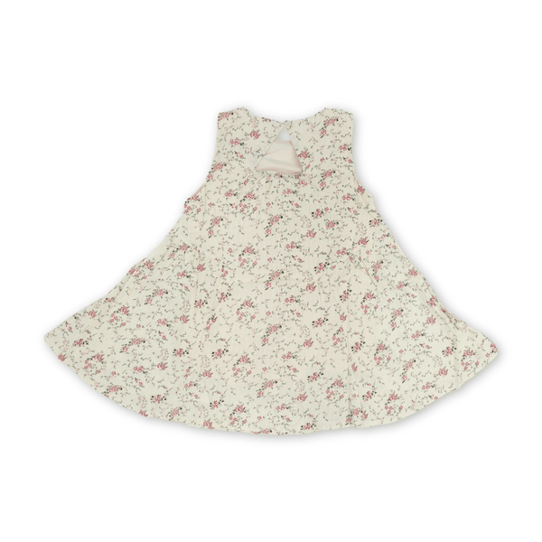 Girls Cotton Sleeveless Dress – Yellow with Flowers Print