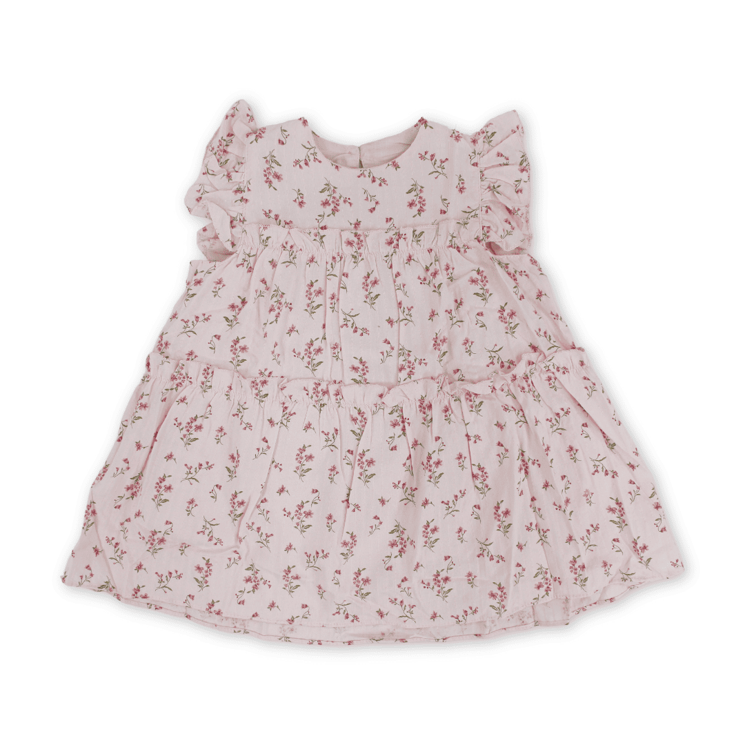 Baby Girls Cotton Dress – Pink with Flowers Print - Clothing - Coconut