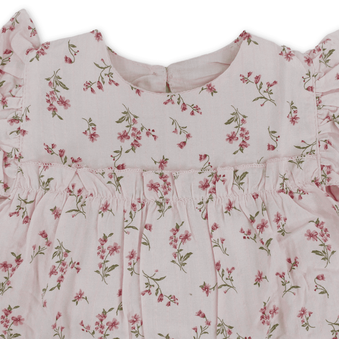 Baby Girls Cotton Dress – Pink with Flowers Print