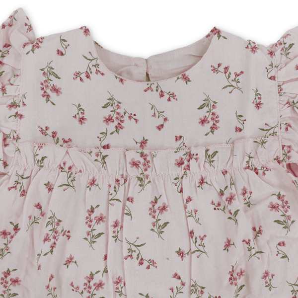 Baby Girls Cotton Dress – Pink with Flowers Print