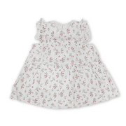 Baby Girls Cotton Dress – Off-White with Flowers Print