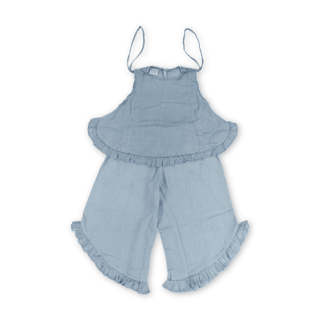 Girls Cotton Denim Outfit Set – Baby Blue - Clothing - Coconut