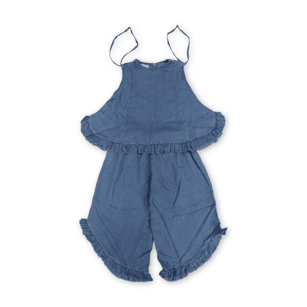 Girls Cotton Denim Outfit Set – Blue - Clothing - Coconut
