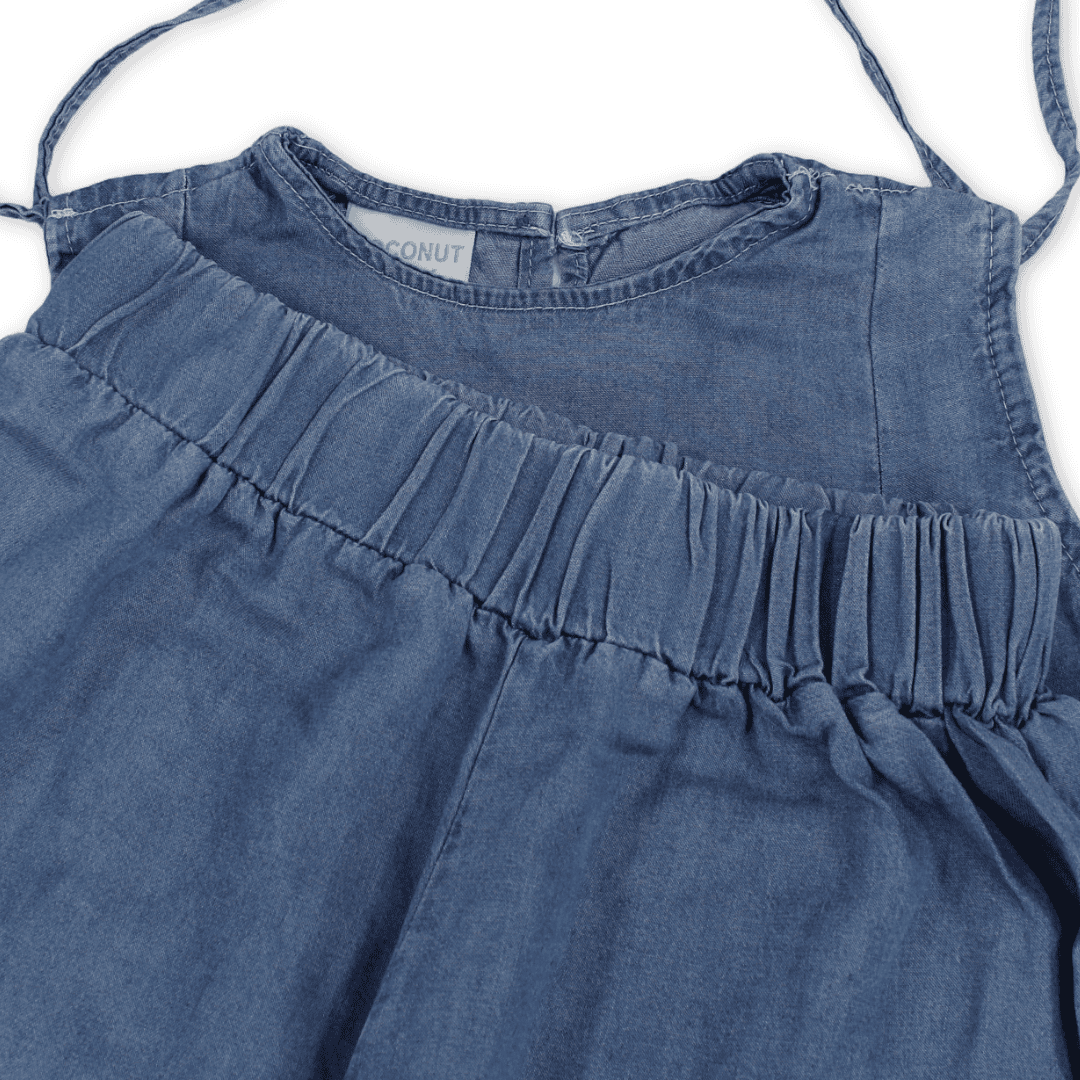 Girls Cotton Denim Outfit Set – Blue