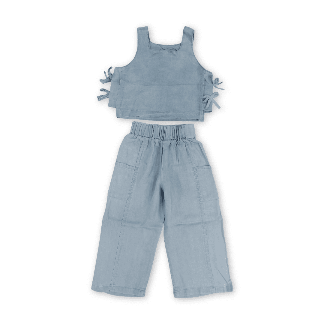 Girls Cotton Denim Outfit Set – Light Blue - Clothing - Coconut