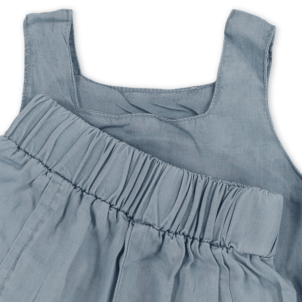 Girls Cotton Denim Outfit Set – Light Blue