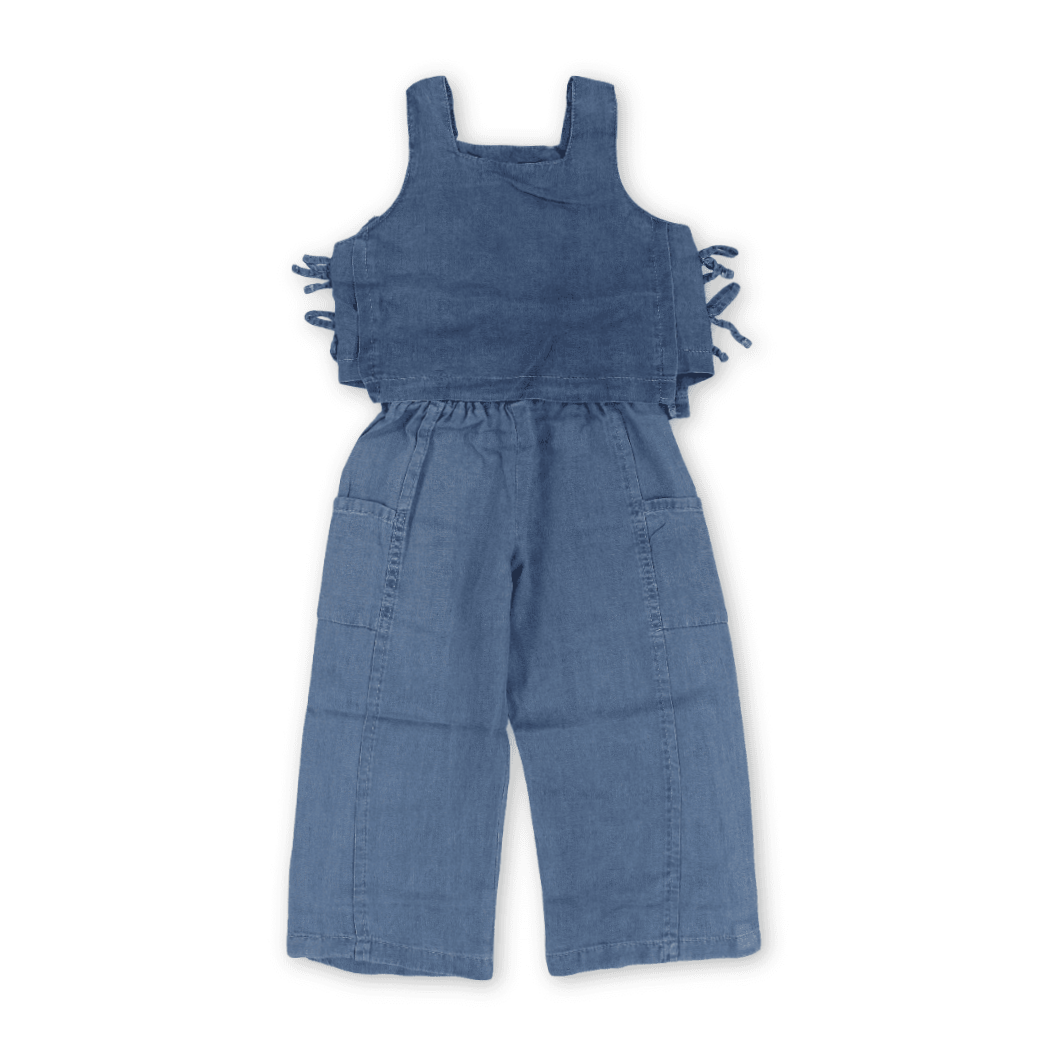 Girls Cotton Denim Outfit Set – Dark Blue - Clothing - Coconut