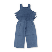 Girls Cotton Denim Outfit Set – Dark Blue