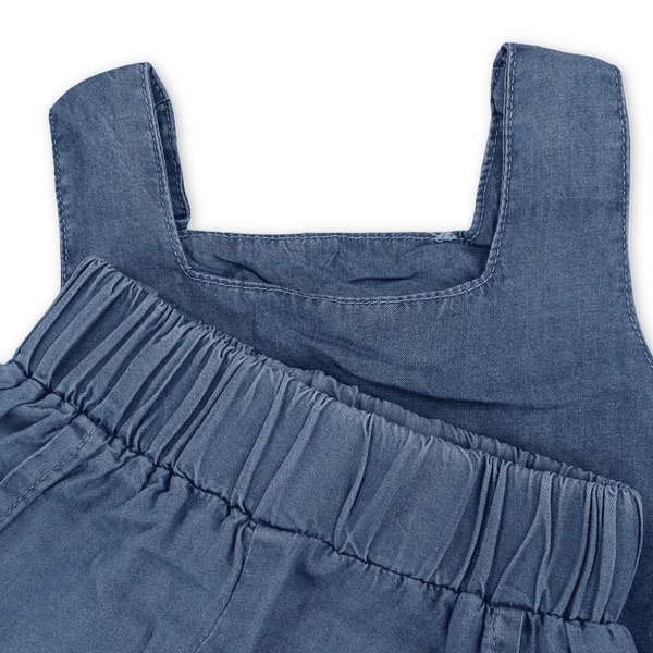 Girls Cotton Denim Outfit Set – Dark Blue