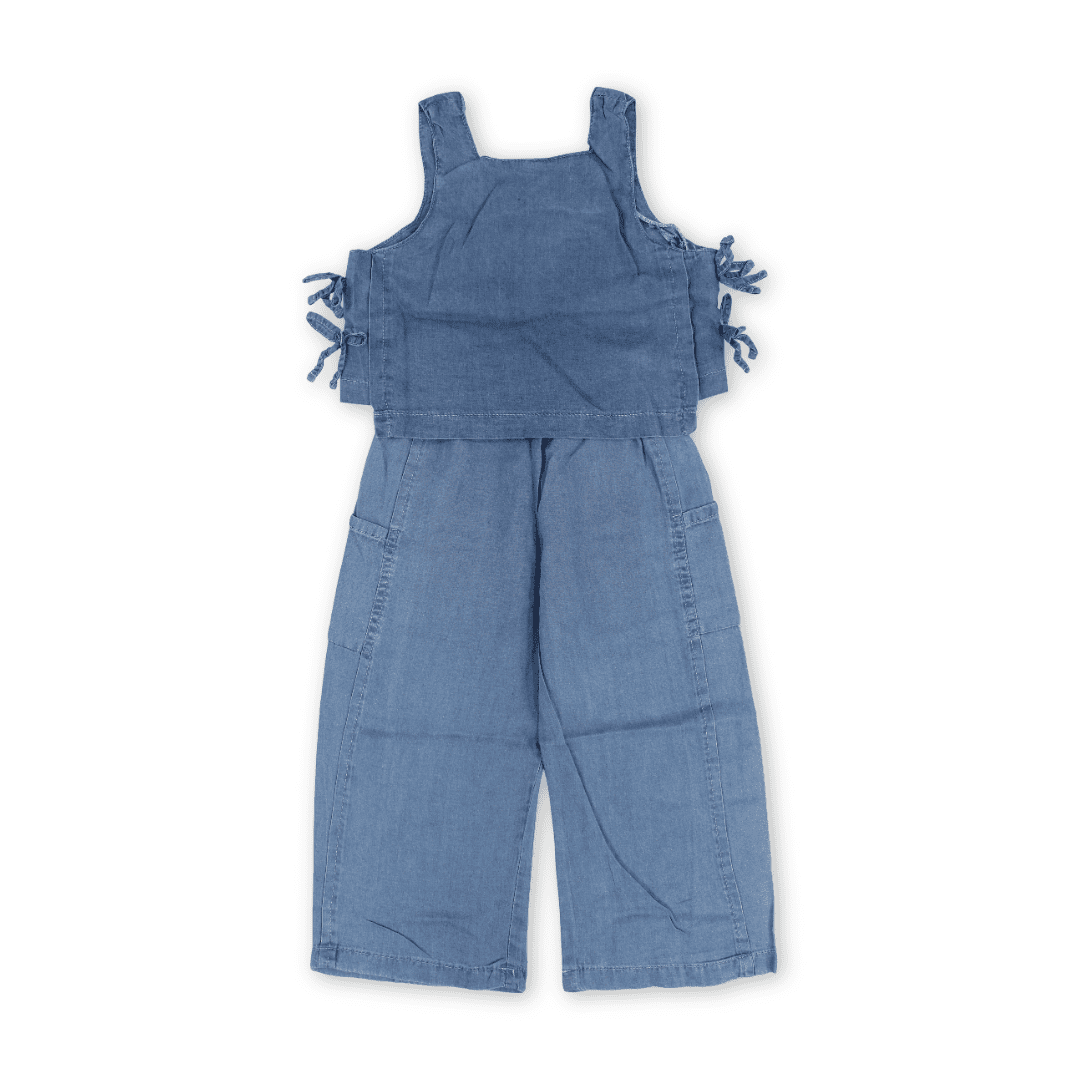 Girls Cotton Denim Outfit Set – Dark Blue