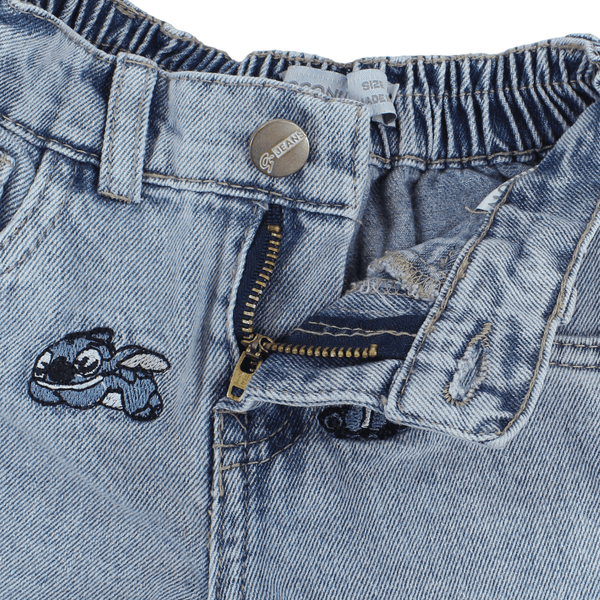 Girls Cotton Denim Short – Stitch Embroidery
