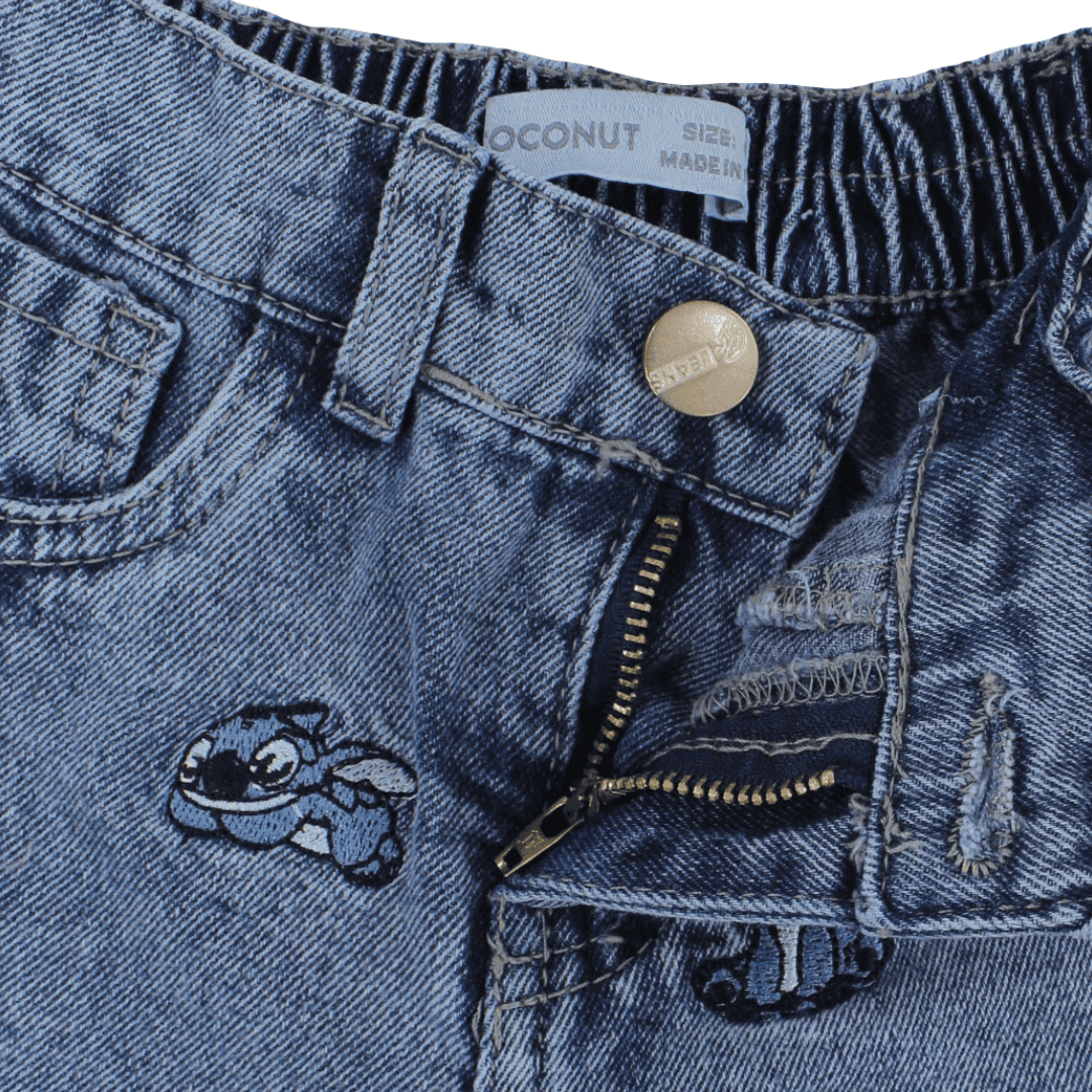 Girls Cotton Denim Short – Stitch Embroidery