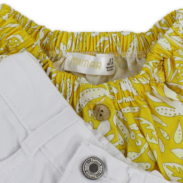 Girls Cotton Outfit Set – Yellow