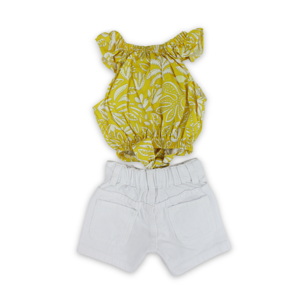Girls Cotton Outfit Set – Yellow