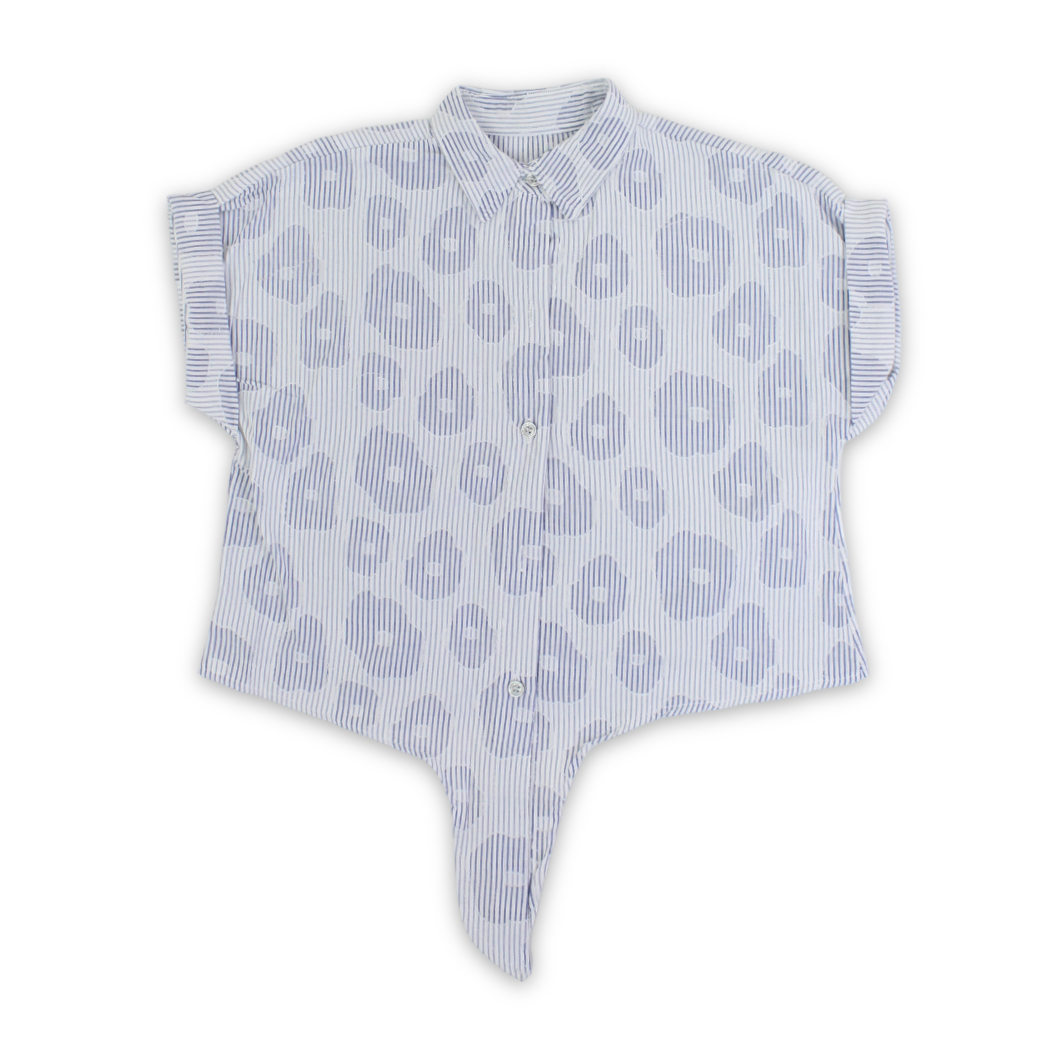 Girls Cotton Blouse – White & Baby Blue - Clothing - Jupiter