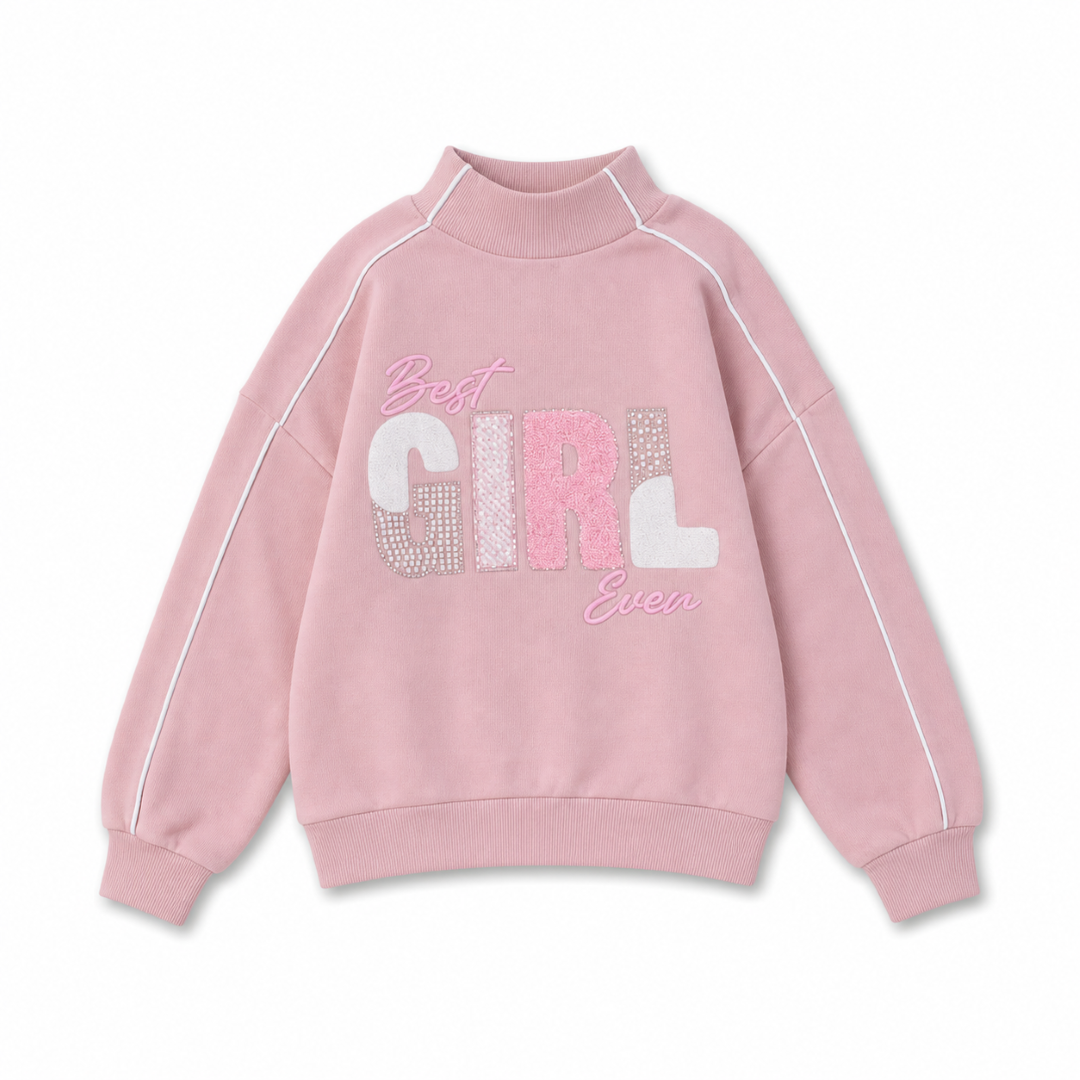 Girls Cotton Sweatshirt "Best Girl" Embroidery