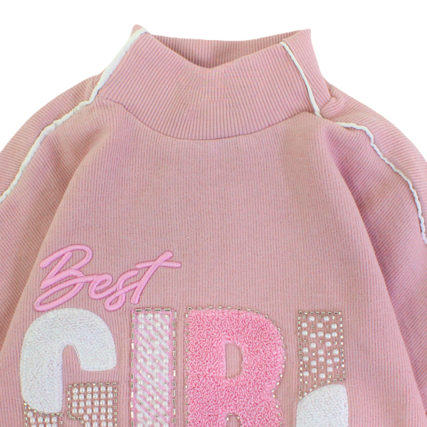 Girls Cotton Sweatshirt "Best Girl" Embroidery
