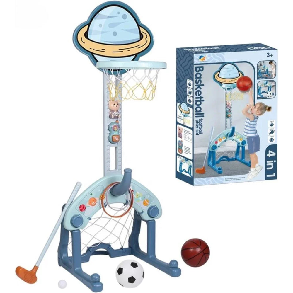 4-in-1 Children's Basketball Stand Play Set – Blue