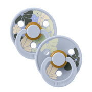 BIBS Colour Natural Rubber Pacifier Pack of 2 – Morning Bloom Latex Size 1 Dusty Blue Mix